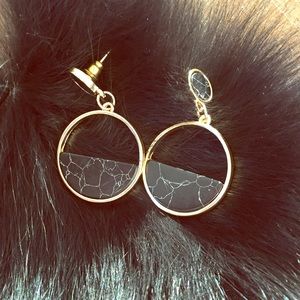 BLACK FRIDAY SALE Half Circle Marbled Earrings